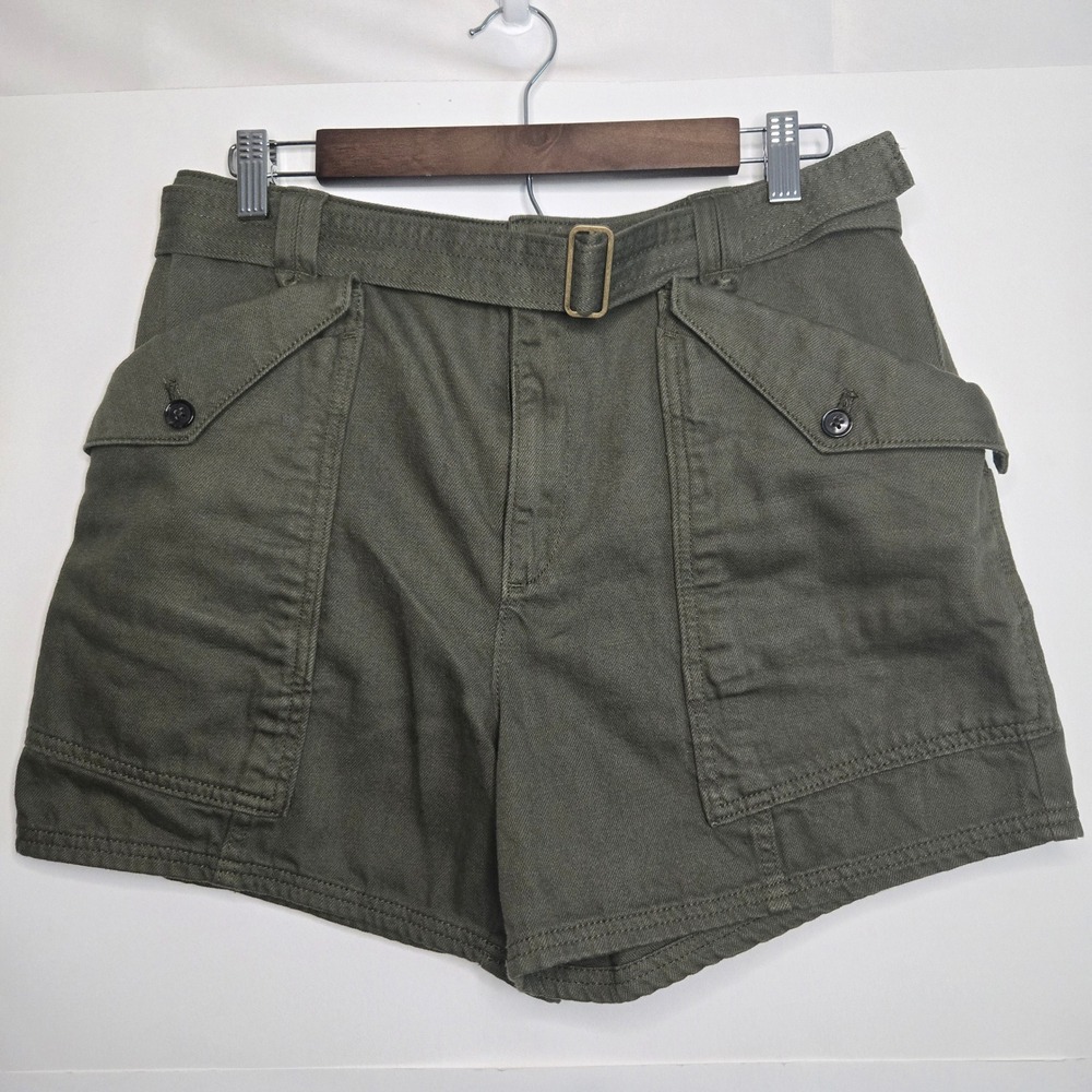 Banana Republic Olive Green Belted Utility Cargo Shorts Women 6 Cotton cabincore